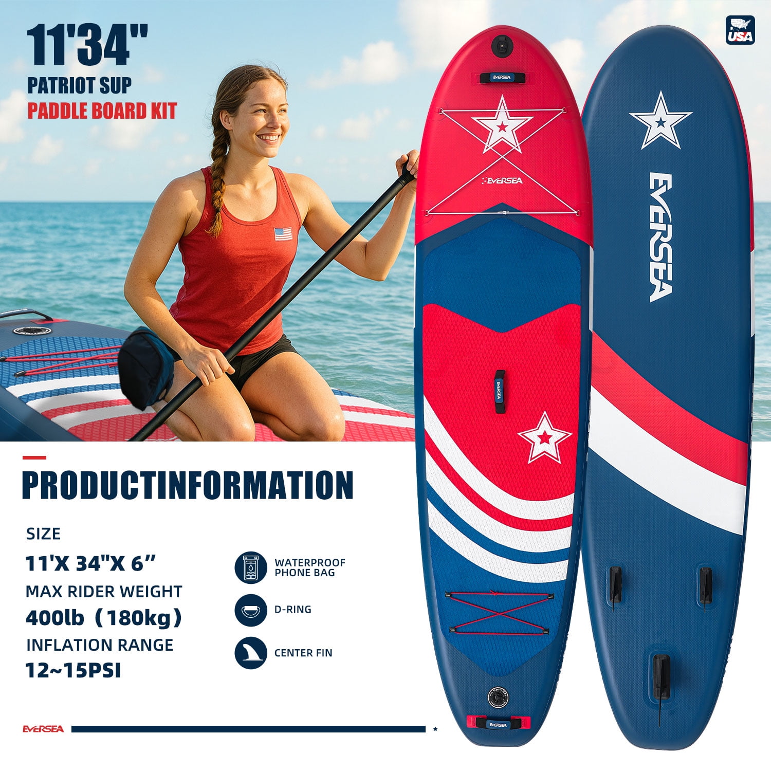 MSEASFREE Inflatable Stand Up Paddle Board 11 FT Fishing Paddle board with Full SUP Accessories for All Skill Levels