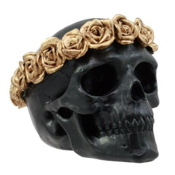 Day of The Dead Copper Rose Laurel Black Skull Figurine DOD Sugar Skull Decor