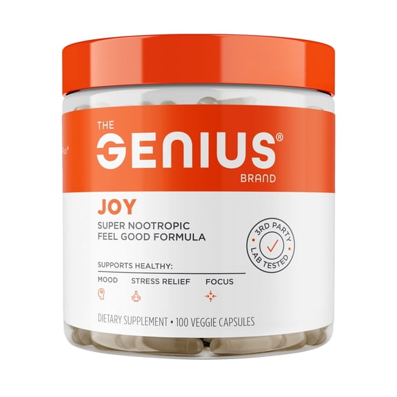 The Genius Brand Joy, Nootropic Mood Support Supplement, Support Cognitive Health, 100 Veggie Capsules