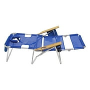 Ostrich The Altitude 3N1 High Back Outdoor Beach Lounge Chair with Footrest, Blue