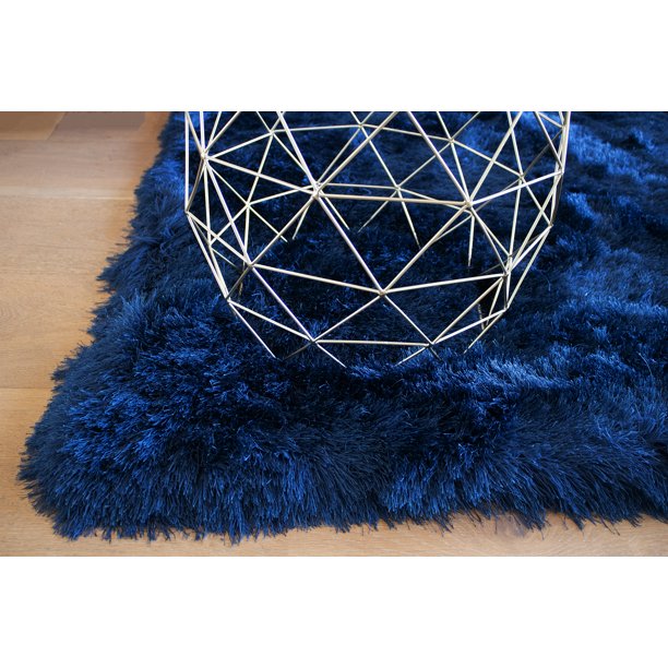 5x7 Feet Navy Blue Color Two Tone Color Solid Shag Shaggy Fluffy Fuzzy