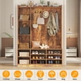 thumbnail image 6 of Brown Hall Tree with Storage Bench, 5-in-1 Entryway Bench with Coat Rack, Adjustable Shoe Storage, Hanging Hooks, Shoe Organizer for Entryway, White, 6 of 9