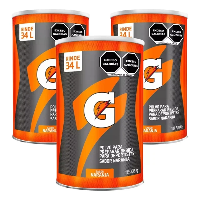 Gatorade En Polvo Sabor Naranja 3 Latas De 2.38 Kg