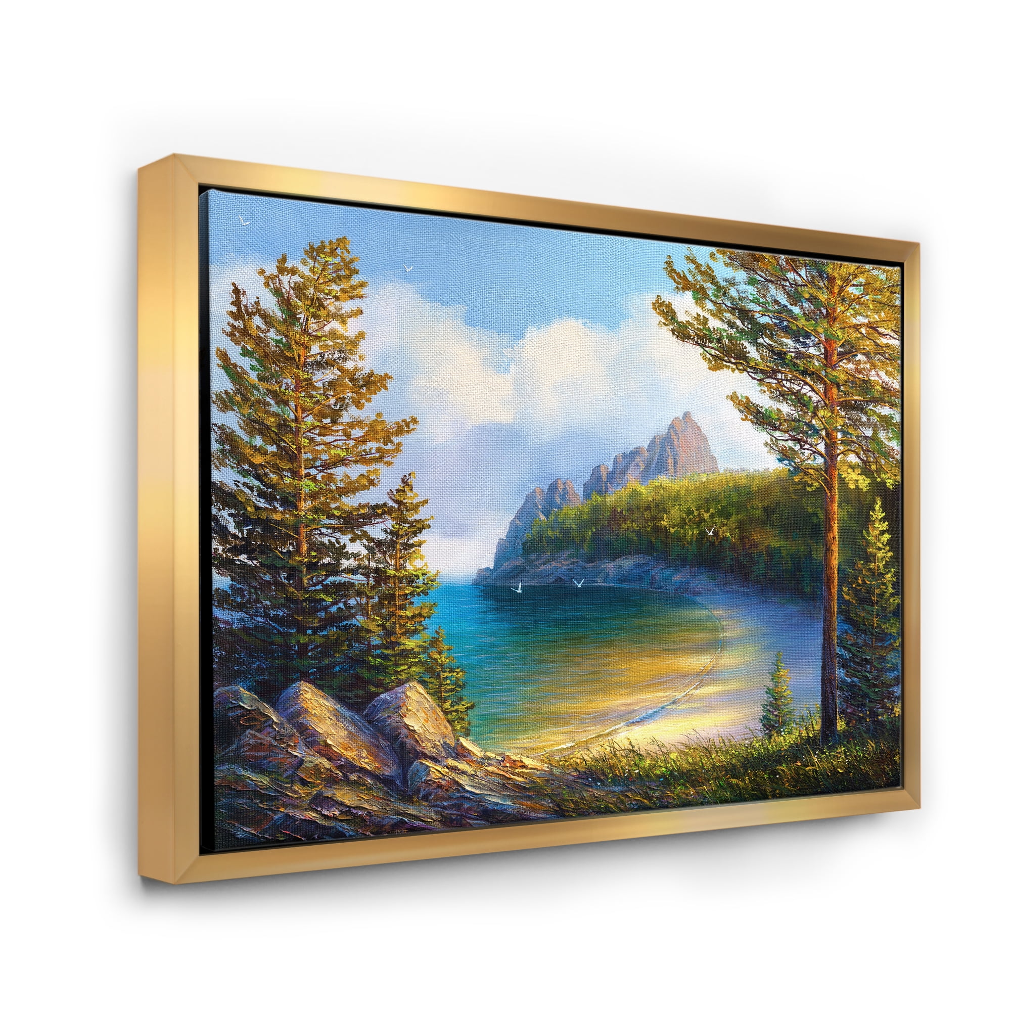 Designart 'Sunrise By The Wild Beach' Nautical & Coastal Framed Canvas Wall Art Print