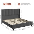 thumbnail image 2 of Cama Base King Cabecera Alta Acolchada Estructura De Madera, 2 of 7