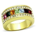 thumbnail image 1 of Alamode TK1402-6 Women IP Gold Stainless Steel Ring with Top Grade Crystal in Multi Color - Size 6, 1 of 1