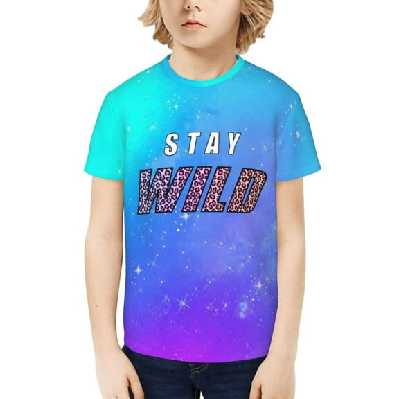 Ben Azelart Stay Wild Kids T-Shirt 3d Printed Graphic T-Shirts Boys And Girls Short Sleeve Shirts For Youth Kids X-Small