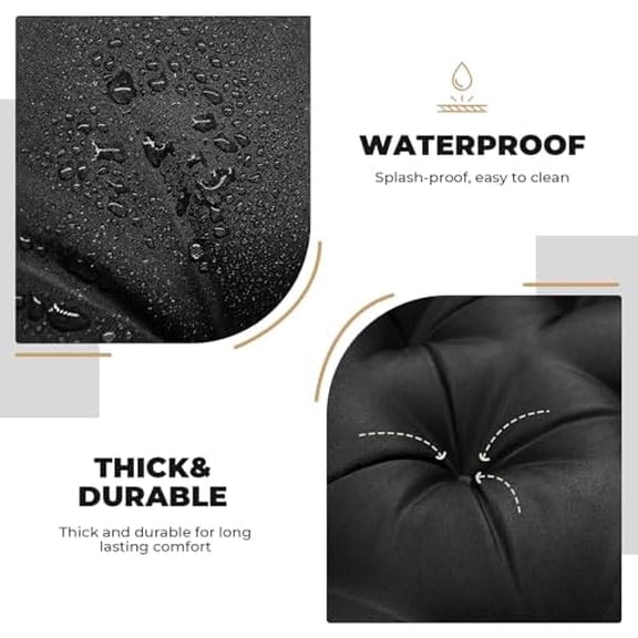 Porch Swing Cushions, Waterproof Outdoor Swing Cushions for Patio Furniture with Backresk, 2-3 Seater Thickened Patio Swing Replacement Cushion 60×40" (Black)