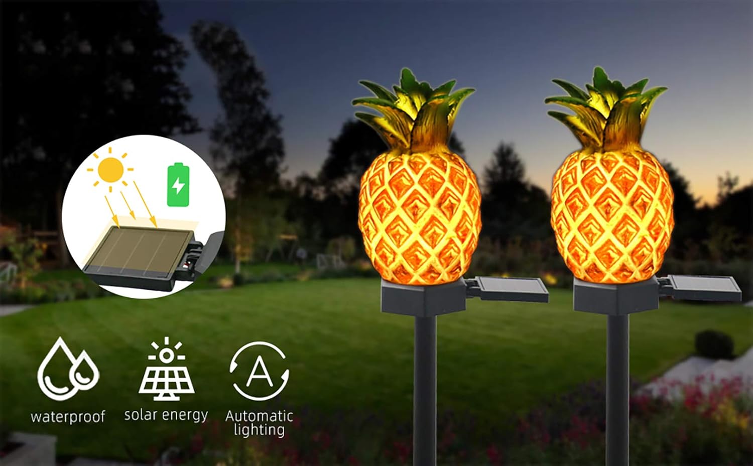 Outdoor Solar Garden Decoration Light, Pineapple Pile Waterproof Landscape Light, Lawn Garden Garden Light Pineapple
