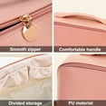 thumbnail image 3 of Bolsa de maquillaje de viaje, bolsa de maquillaje de apertura grande, bolsa de maquillaje portátil que se abre plana para fácil acceso, bolsa de maquillaje de cuero PU, organizador de cosméticos, 3 of 5