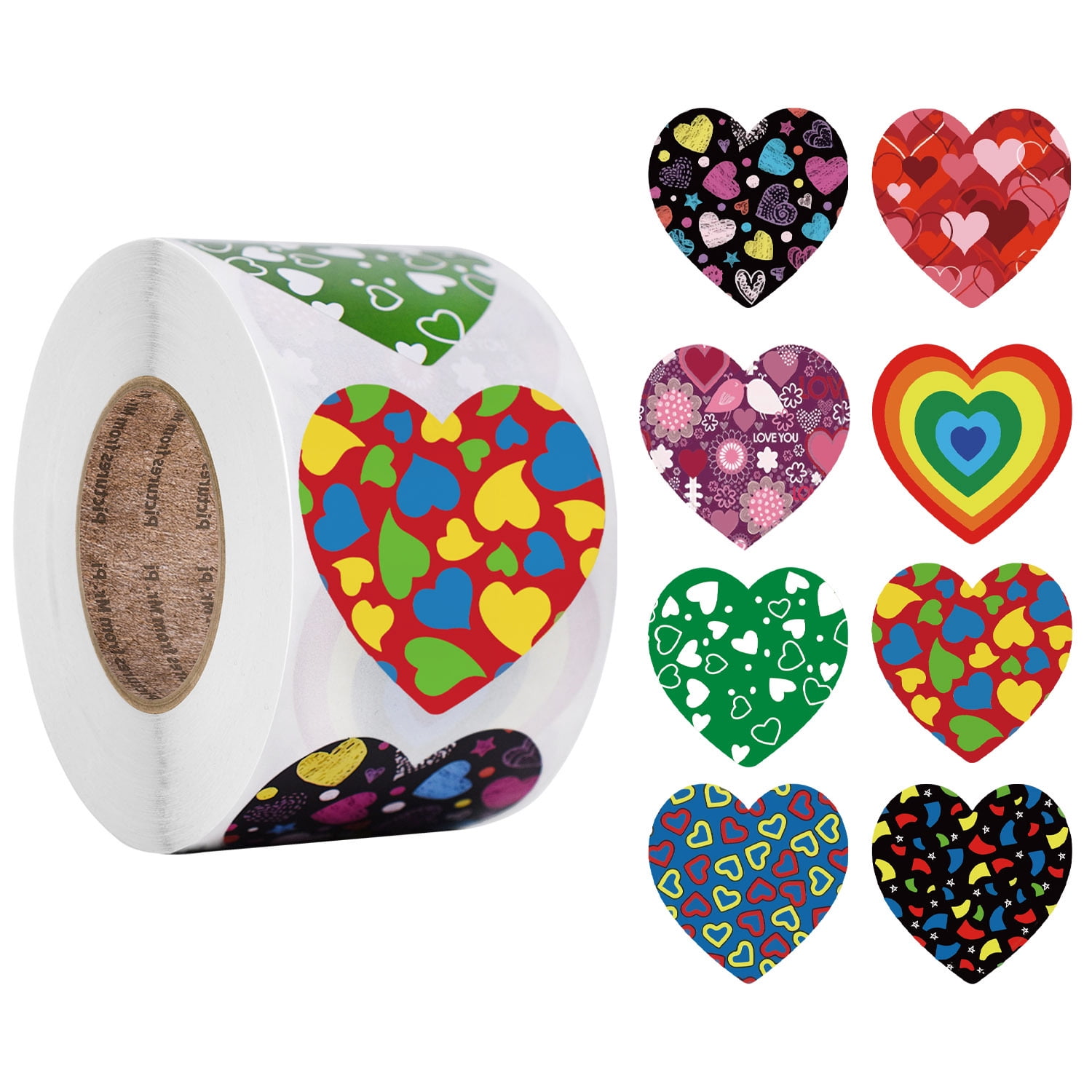 500/Roll Handmade DIY Colorful Heart Valentines Day Stickers Wedding Party Label 