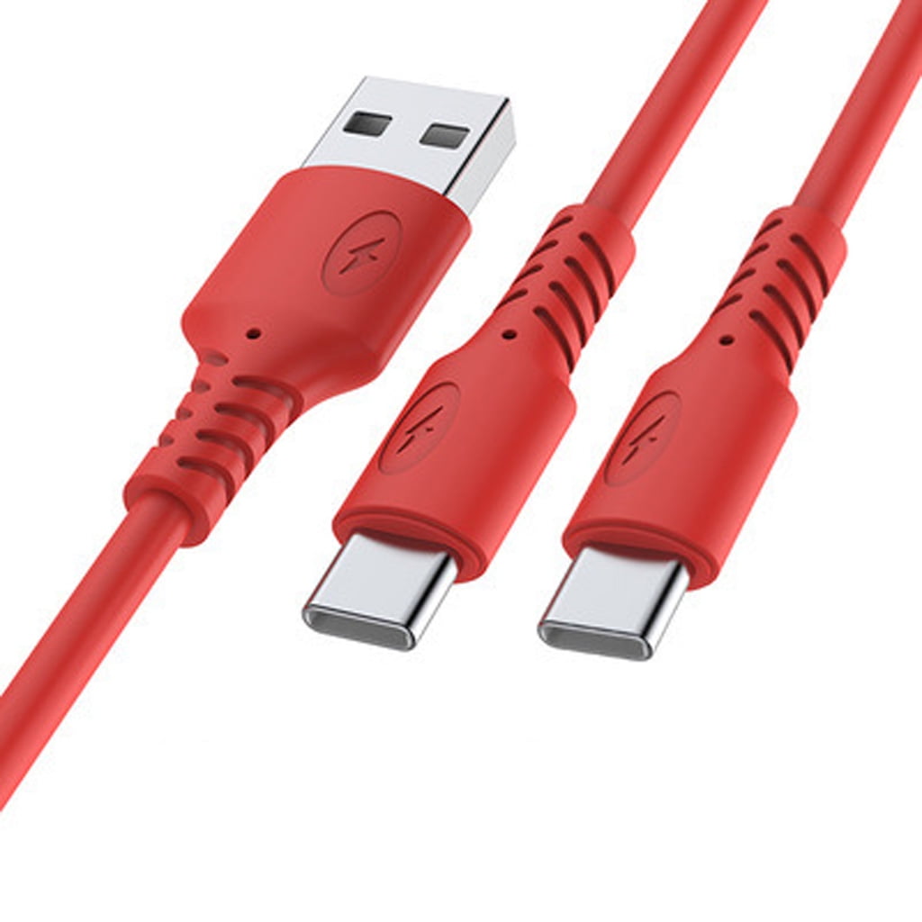 2in1 USB To Dual Type C Male Cable Silicone Mobile Phone USB C Charging