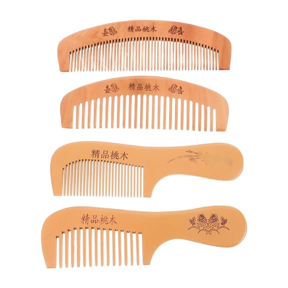 UPGRATOR Comb Peach Wood 4Pcs 7x2x0.3in