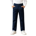 thumbnail image 2 of Bixock Uniform Pants for Boys High Waist Straight Leg Pants Kids Suits Trousers Elastic Waist Solid Color Straight Cut Breathable Campus Formal Casual Outer Wear Size 13-14Years, 2 of 6