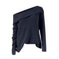 thumbnail image 4 of NMMUED Sweaters for Women Off the Shoulder Sweater Cable Knit Sweater Women Pullover Sweaters for Women Crochet Sweaters for Women, Navy XL, 4 of 6
