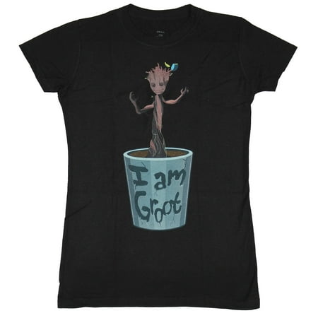 Guardians of the Galaxy (Marvel Comics) Girls Juniors T-Shirt - Growing Pot Groot