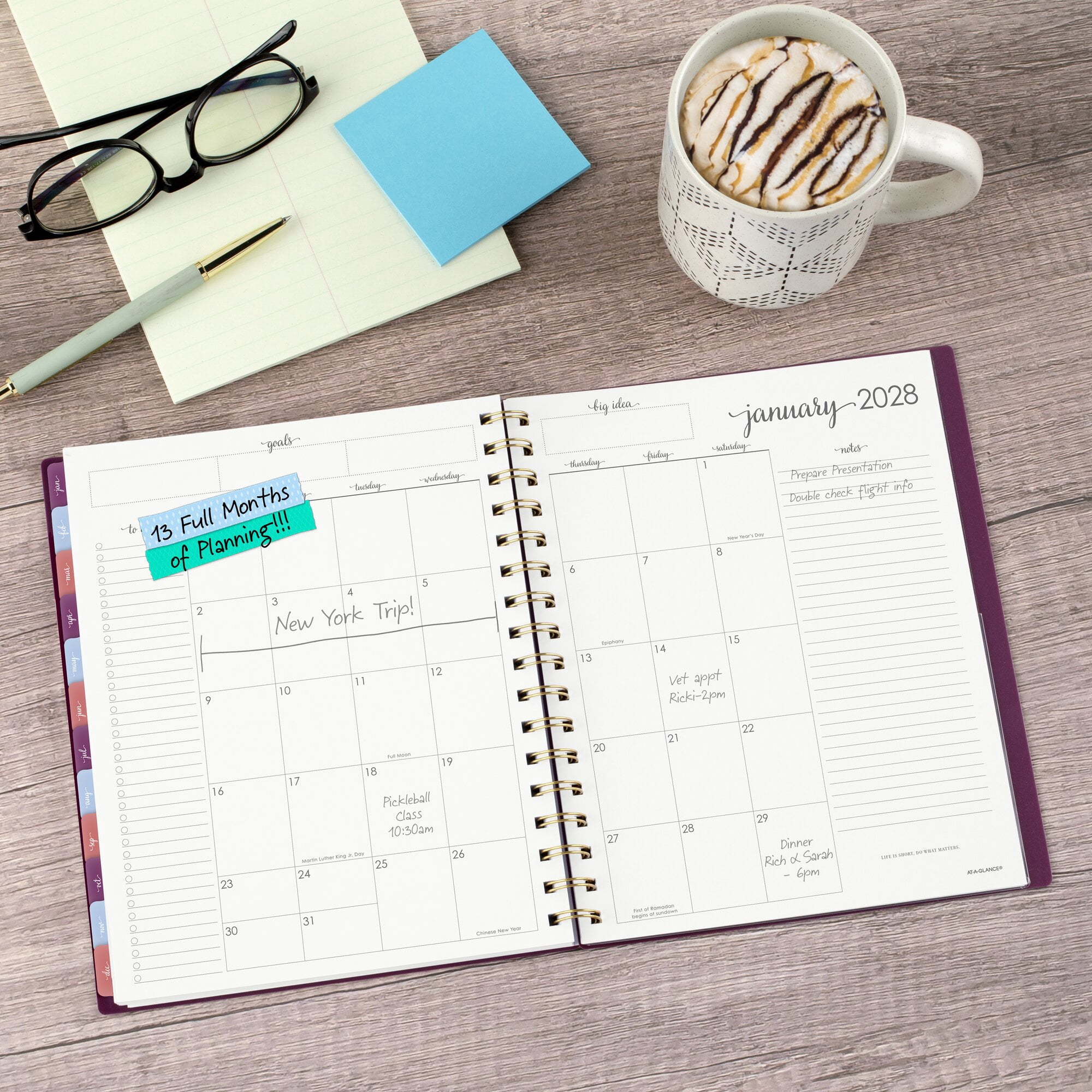 AT-A-GLANCE Harmony 2027 Weekly Monthly Planner Mulberry Medium 7 x 8 34 -