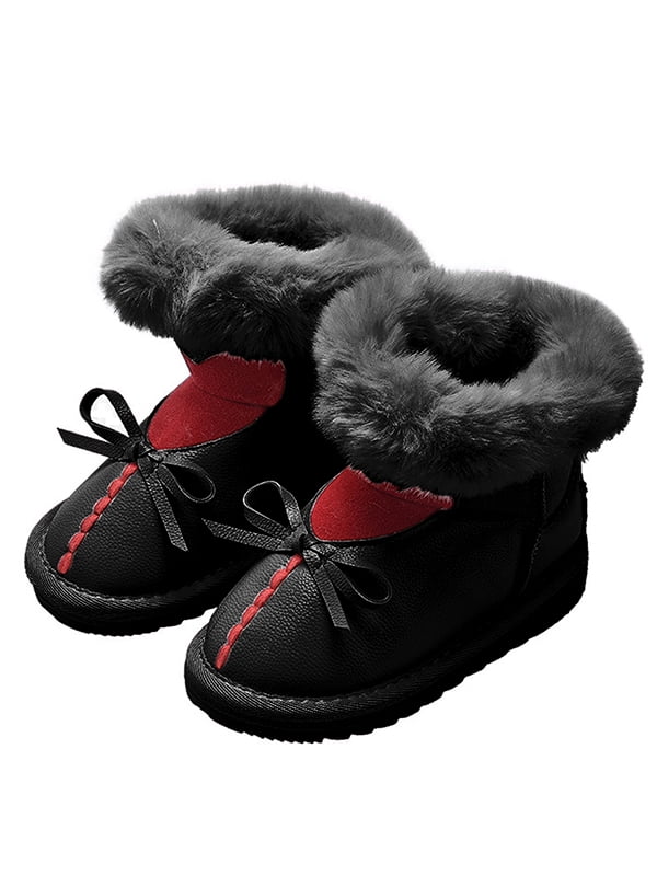 Child Toddler Kid Girls Winter Boots Suede Warm Snow Ankle Boots Princess Shoes 