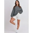 thumbnail image 3 of Chandail à Manches Longues pour Femmes, Col Rond Décontracté, Coupe Ample, Chandail à Capuche, Polaire, Automne, 3 of 6