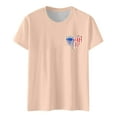 thumbnail image 1 of Hauts d'Été pour Femmes Jour de l'Indépendance Drapeau Col Rond Imprimé Lettre Manches Courtes T-Shirts pour Femmes Beige TG, 1 of 4