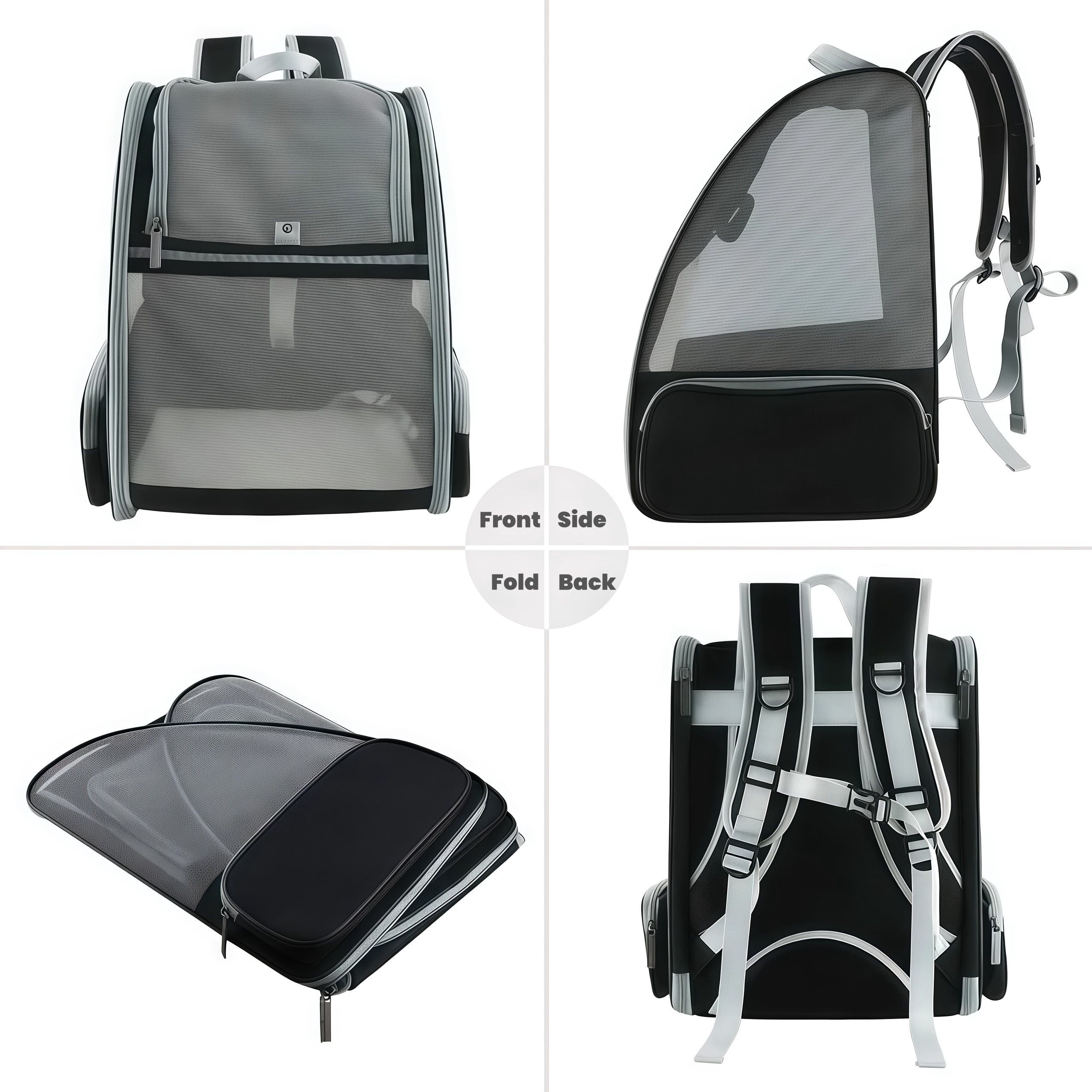Portable Cat Backpack with Large Capacity and Breathable Mesh Design
