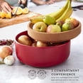 thumbnail image 3 of Ceramic And Cork Large Breathable Produce Bowl With Lid To Naturally Extends Produce Freshness Natural Cork And Red Ceramic, 3 of 5