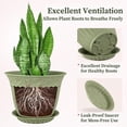 thumbnail image 3 of FIASON 6 Pack 12 Inch Sage Celadon Green Plastic Planters with Drainage Holes and Saucers, Embossed Flower Plant Pots Large Outdoor Planters for Patio Garden, 3 of 8