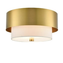 Claxy 2-Light Brass Drum Flush Mount Ceiling Light with Fabric Shade