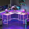 thumbnail image 5 of Casacomoda Computer Desk L Shaped, 51 Inch Reversible L Shaped Desk, Gaming Desk, Home Office Desk, Pink, 5 of 8