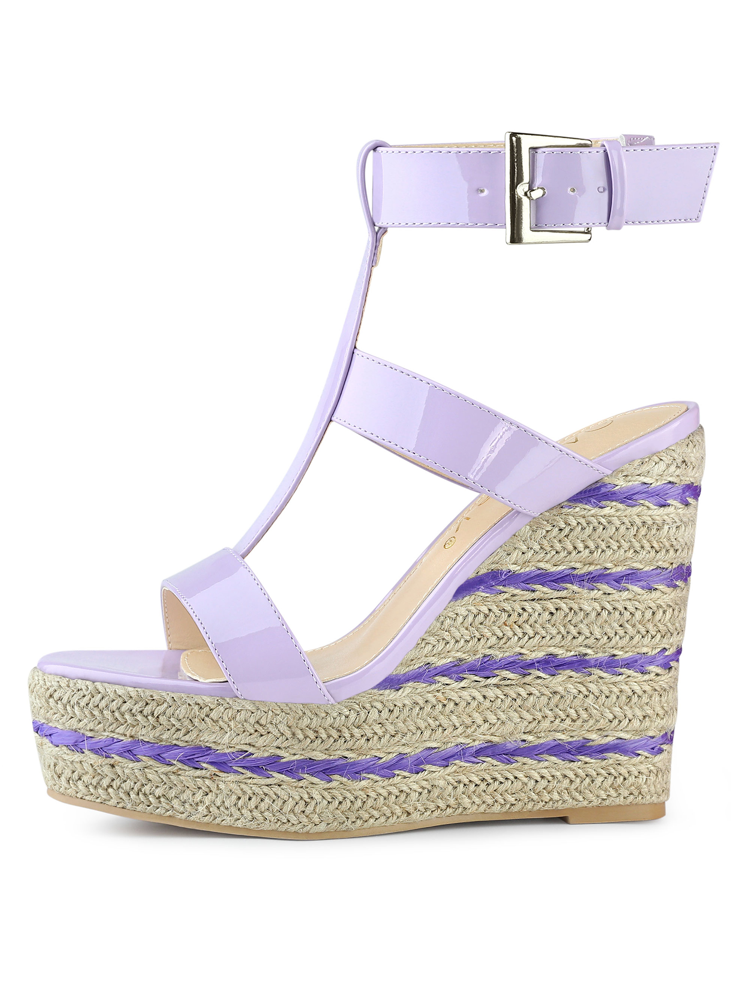DARING DIVA Women's Strappy Wedge Platform Sandals Purple 6