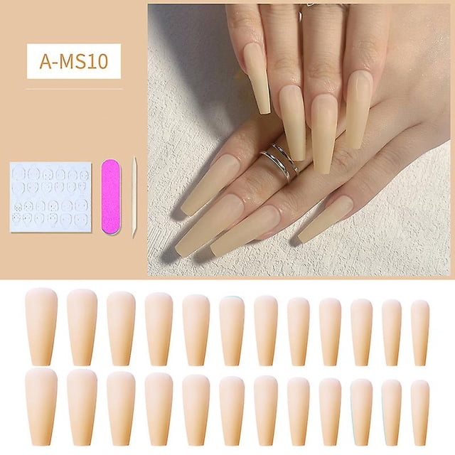 Uñas postizas HUOGUO con forma de ataúd largo con forma de bailarina