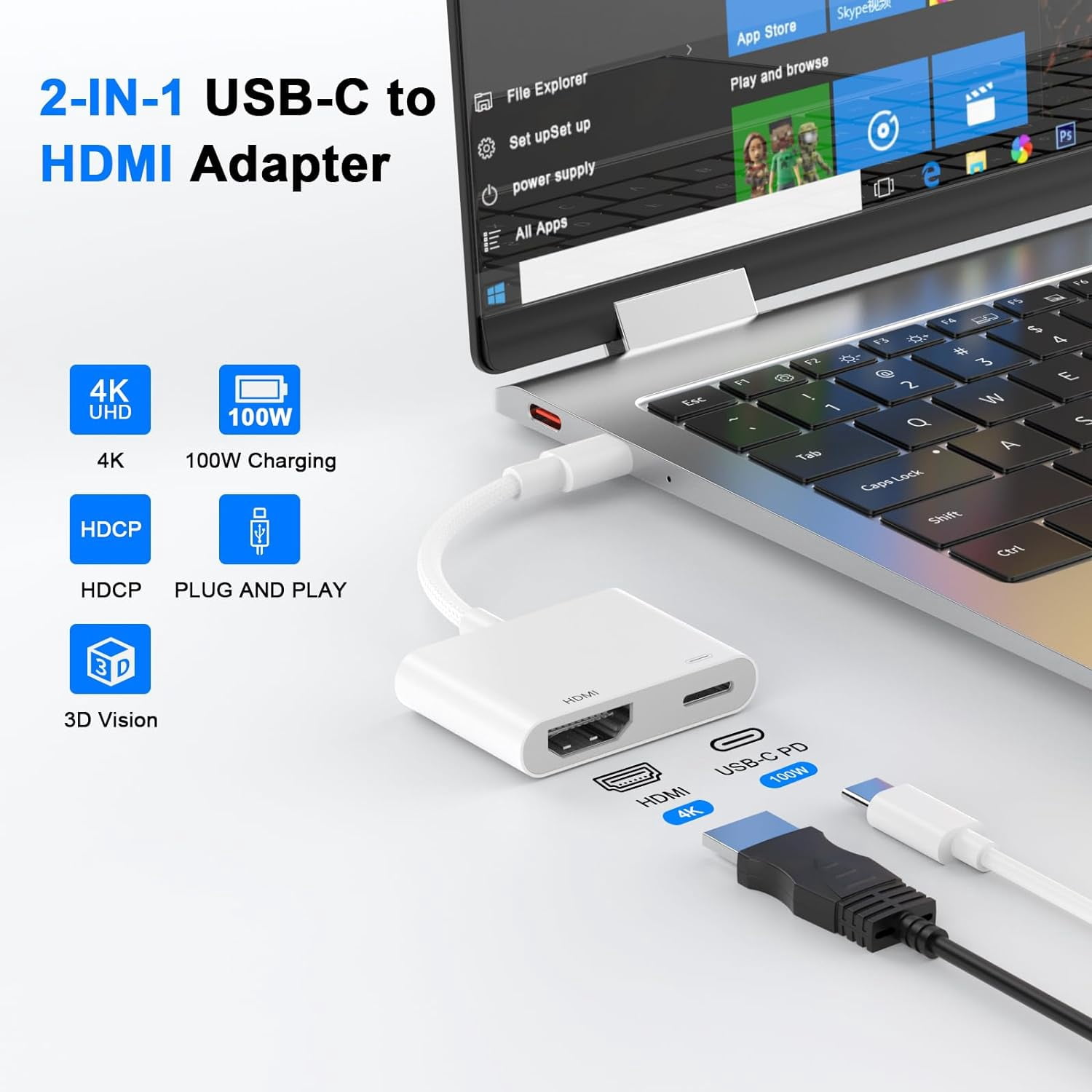 USB C to HDMI Adapter for iPhone 15 to TV Compatible with iPhone 15/15 Plus/15 Pro/15 Pro Max, Galaxy S24/S23/S22/S21 Series, iPad Pro/Air/Mini
