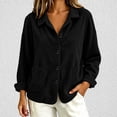 thumbnail image 2 of TtopsQueen Women’s Corduroy Button Down Shacket, Lapel Collar, Long Cuffed Sleeve, Dual Side Patch Pockets, Loose Drop‑Shoulder Oversized Shirt Jacket For Casual Street Going‑Out Black,L, 2 of 7