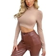thumbnail image 3 of Coduop Women's Sexy Backless High Neck Tie Up Long Sleeve Crop Top T-Shirt, 3 of 7