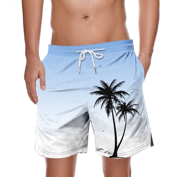 EaskTriop Men's Tropical Swim Shorts Quick Dry Bathing Suit Vintage Palm Tree Ombre Board Shorts Summer Beach Vacation Swimwear