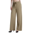thumbnail image 2 of FRSASU Women's Wide Leg Palazzo Pants High Waist Drawstring Casual Straight Leg Trousers Loose Fit Casual Dressy Summer Pants Green, 2 of 7