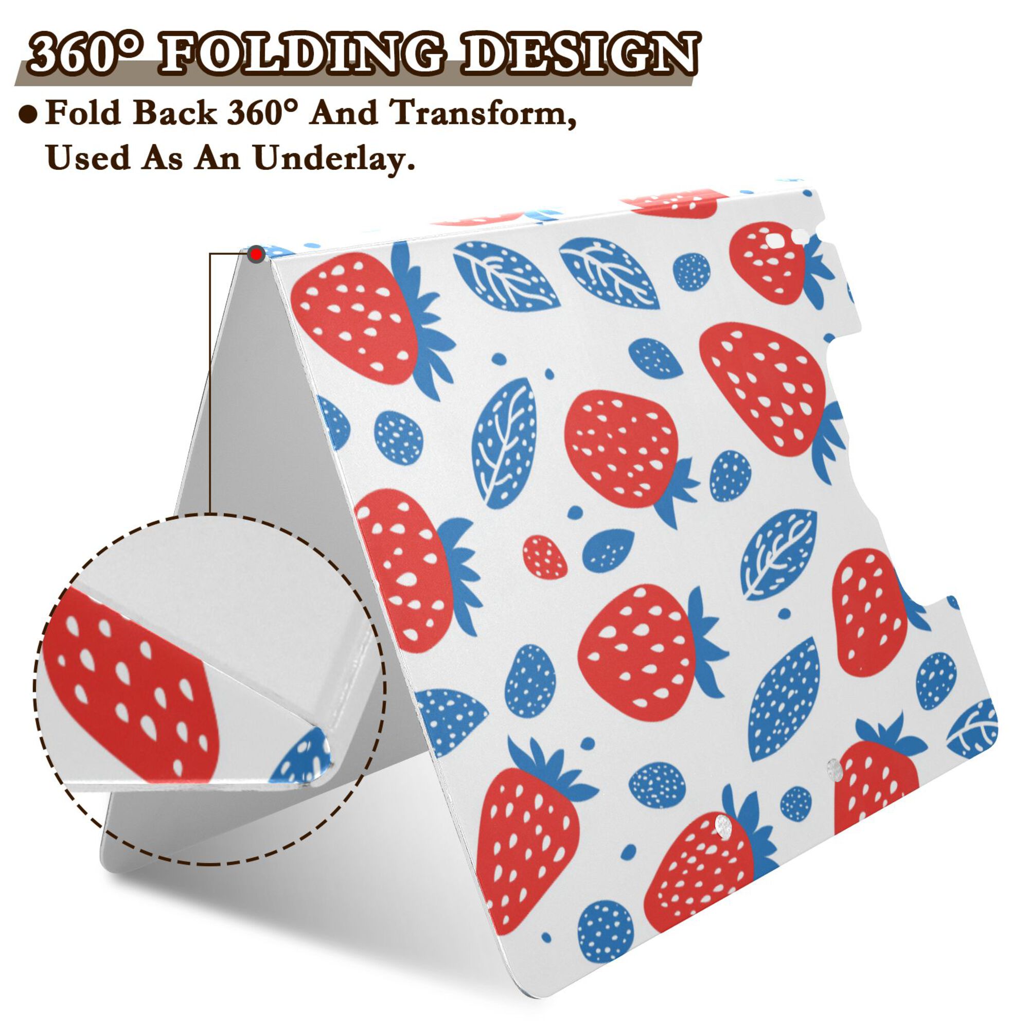 FORMRS A4 Clipboard Folder with Pen Holder Horizontal Foldable School Office Binder, Playful Strawberries