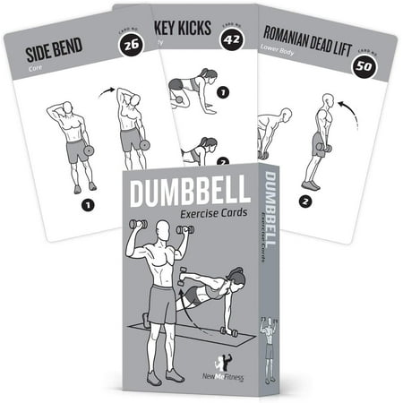 Exercise Cards Dumbbell Home Gym Strength Training Building Muscle Total Body Fitness Guide Workout Routines Bodybuilding Personal Trainer Large Waterproof Plastic 3.5”x5” Burn (Best Gym Workout Routine App)