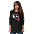 thumbnail image 5 of Zebra Heart Breast Cancer Awareness Women's Long Sleeve T Shirt Brisco Brands L, 5 of 6