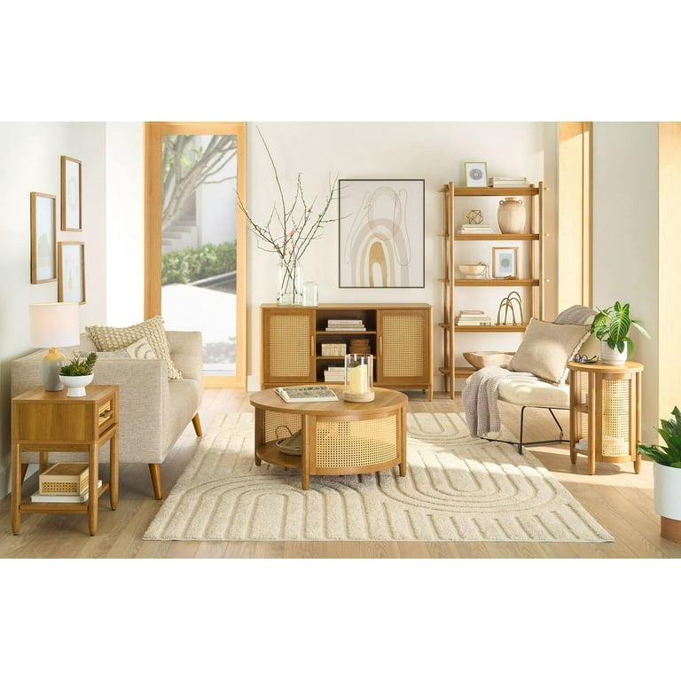 Better Homes & Gardens Springwood Caning Desk, Light Honey Finish