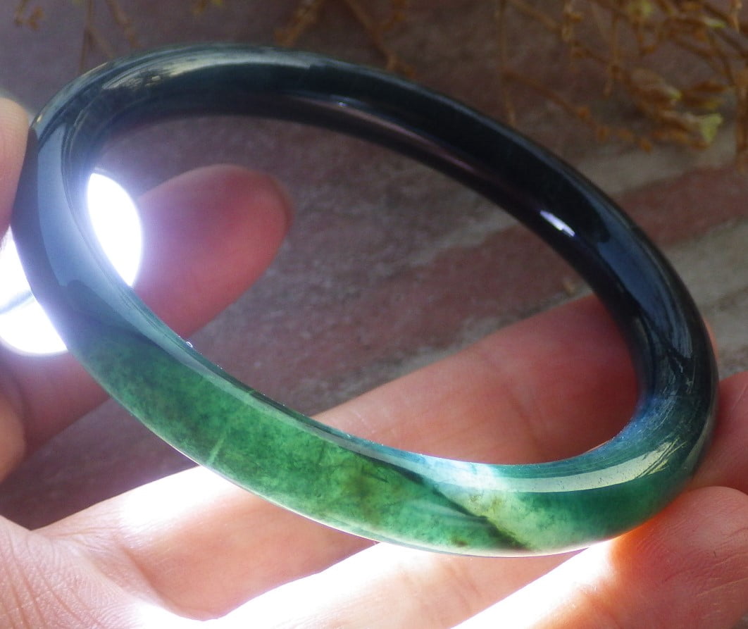 Icy Green Natural A JADE Jadeite Circle Bangle Bracelet 53 mm 699012 TN