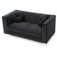 thumbnail image 3 of Passion Furniture Delray 65 in. Black Tuxedo Arm Velvet Loveseat with 2-Throw Pillow, 3 of 5