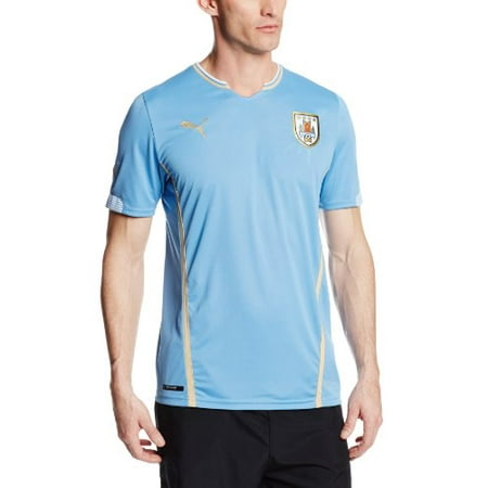 UPC 887128043542 product image for Puma Men's Uruguay Home Replica Soccer Jersey, Silver Lake, Medium | upcitemdb.com