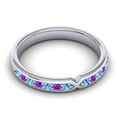 thumbnail image 3 of 0.30 Carat Shiny Round Cut Blue Topaz & Amethyst Gemstone Engagement Eternity Band for her Solid 18K White Gold Size 5.5 by Diamond-Capitals, 3 of 8