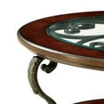 thumbnail image 2 of 48 Inch Oval Coffee Table Glass Top Scrolled Metal Legs Cherry Brown, 2 of 5