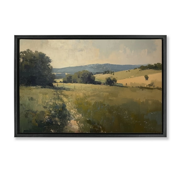 Stupell Industries Vast Country Landscape Landscape & Nature Painting Black Floater Framed Canvas Art Print Wall Art, 25 x 17
