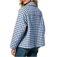 thumbnail image 6 of BXJX Womens Plaid Shackets, Lapel Collar Lightweight Button Down Long Sleeve Shacket Jackets with Pockets Blue Size S-2XL, 6 of 7