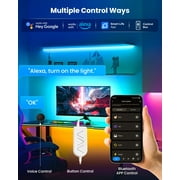 SUNLINKCO 9.84ft LED Lights for 32-43 Inch TV, RGB+IC TV Lights Backlight Strip Behind, with 44 Scene Modes, Bluetooth APP and Voice Control, Music Sync Smart Ambient Lighting for Gaming, Living Room