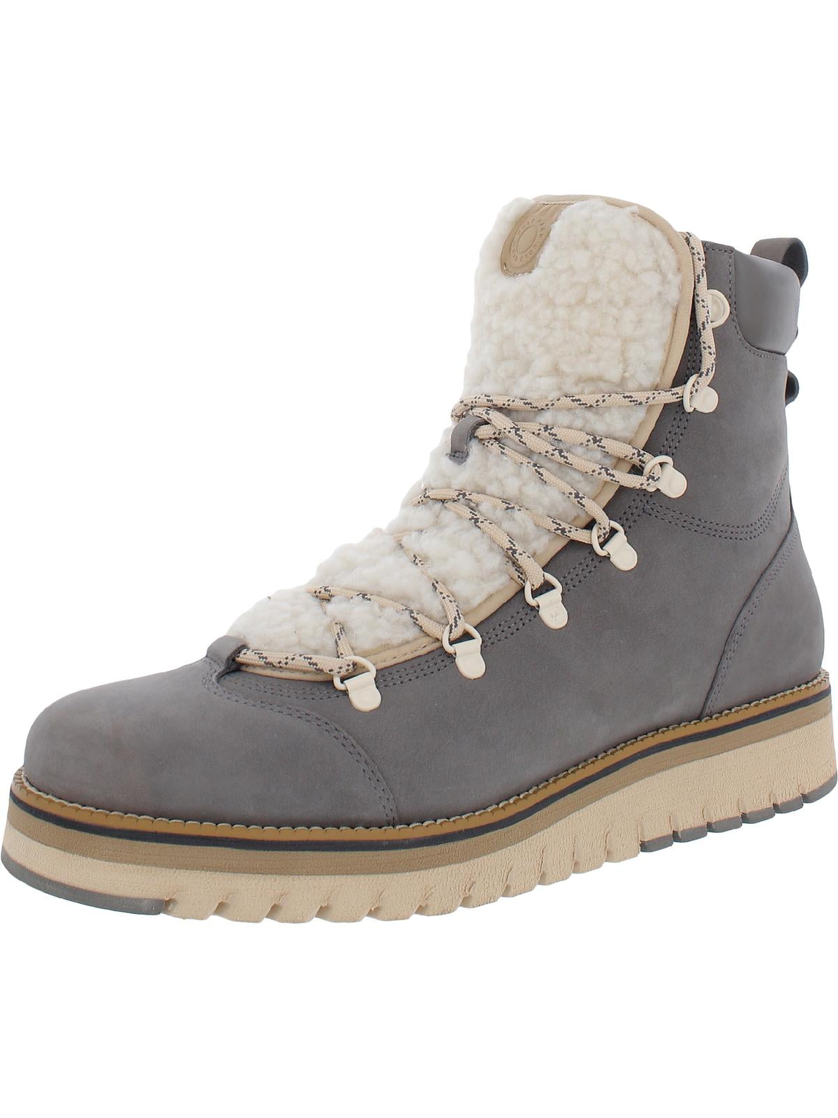 ZeroGrand Cole Haan Womens Leather Faux Fur Hiking Boots - Walmart.com