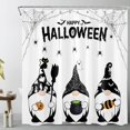 thumbnail image 2 of Happy Halloween Gnome Shower Curtain Decor, Horror Halloween Magic Hat Witch Broom Ghost and Bat Shower Curtains 72X84 inch Polyester Fabric Bathroom Decoration Bath Curtains Hooks Included, 2 of 6